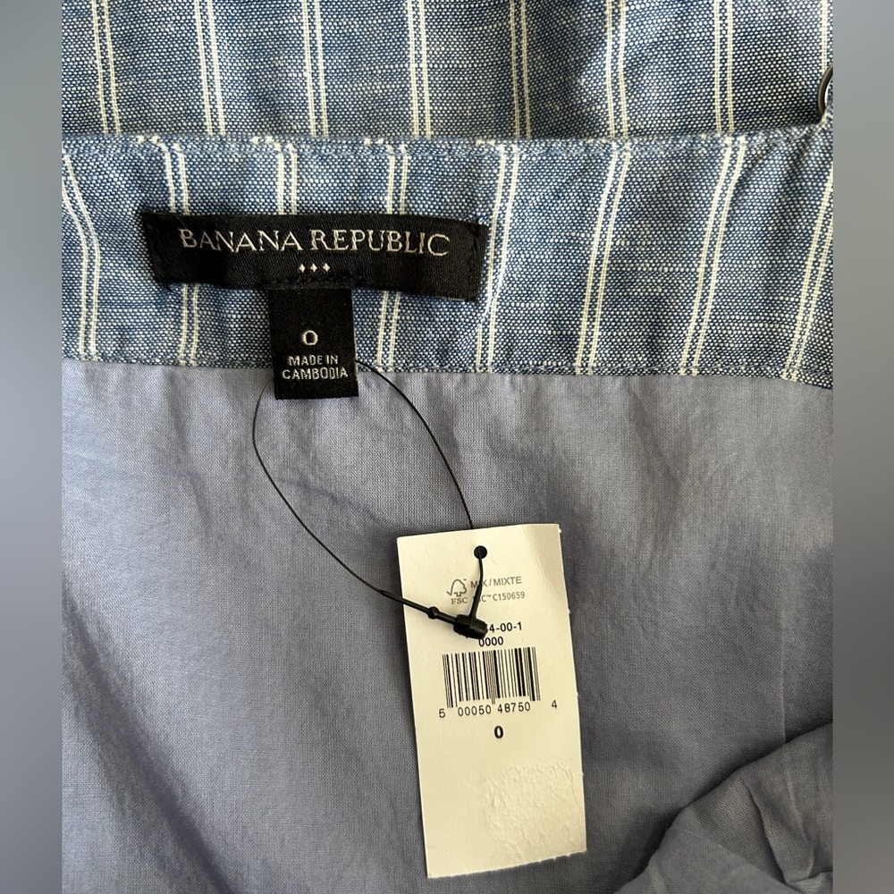 NWT Banana Republic Factory Blue and White Striped Dress, 100% natural fibers - Picture 4 of 5